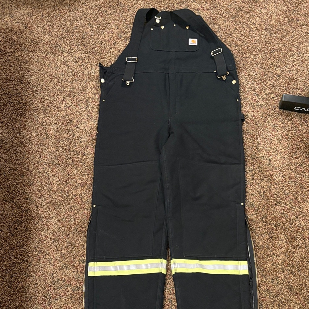 Carhartt Men's Black Overalls with Reflective Trim